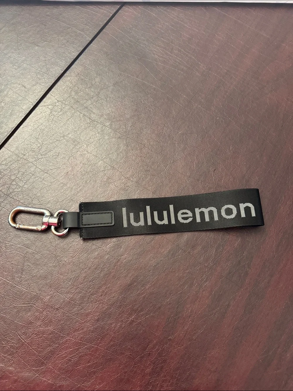 lululemon Black and Silver Logo Key Strap